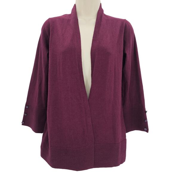 Evolution By Cyrus Womans size M Myna Button Sleeve Detail Cardigan Burgandy NEW - Picture 1 of 8